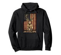 Coniglio Jackalope con Corna Bandiera Americana Felpa con Cappuccio