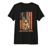Coniglio Jackalope con Corna Bandiera Americana Maglietta Premium