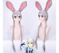 Coniglio Judy Hopps parrucca cosplay adulto lungo intrecciato Capelli sintetici Festa di Natale Cartoon Bunny Judy Cosplay parrucche argento donne Parrucca taglia unica e copricapo