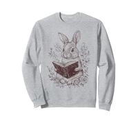 Coniglio Legge Un Libro, Dolce Motivo Floreale, Pasqua Felpa