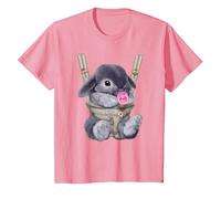 Coniglio Nano Blu con Ciuccio in portantina per Bebè Maglietta, Bambini, Rosa, 2 Anni