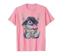 Coniglio Nano Blu con Ciuccio in portantina per Bebè Maglietta, Uomo, Rosa, M