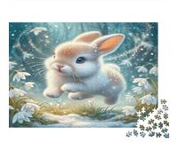 Coniglio nella neve Puzzle 1000 Pezzi Carta riciclata per adulti Puzzle per adulti Impossibile difficile stimolante Gioco familiare divertente Ottima idea regalo 70x50cm/1000pcs