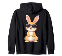Coniglio pasquale Kawaii con occhiali da sole Mens Womens Kids Felpa con Cappuccio