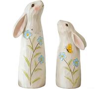 Coniglio Pasquale per in Resina Dipinta a Mano 22cm Coniglio(White) | Set da 2 , altezze 22cm e 18cm, perfetto per coppie, per decorazione stagionale primavera