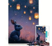 Coniglio sotto le lanterne di notte - Puzzle da 1000 pezzi per ragazzi - Rafforza la memoria - Divertimento rilassante - Bordi lisci - Lista dei desideri di Babbo Natale (38x52cm)