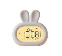 ＡＷＨＡＯ Coniglio Sveglia Digitale per Bambini Orologio Da Comodino Volume Regolabile Controllo Tattile Luce Notturna Snooze Or, Bianco