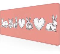 Coniglio Tappetino Mouse XXL 80x40 cm, Tappetino Mouse Gaming Lavabile, Rosa con Bordi Cuciti, Fondo in Gomma Antiscivolo Resistente Tappeto Gaming per Lavoro Ufficio, Regalo Uomo PjY3014 G-B