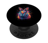 Coniglio Vibrante Splash Art, Coniglietto Colorato PopSockets PopGrip Adesivo