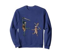 Coniglio vs Cavaliere Scherma Marginalia Medievale - MargiKnights Felpa, Unisex per Adulti, Navy, M