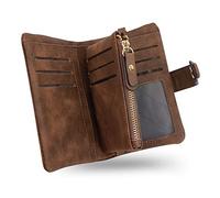 conisy Piccolo Portafoglio Donna in Pelle con blocco RFID, Compatto Portatile Corto Borsellino per Signore con portamonete (Marrone)