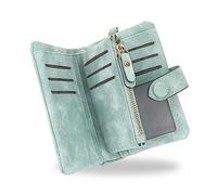 conisy Piccolo Portafoglio Donna in Pelle con blocco RFID, Compatto Portatile Corto Borsellino per Signore con portamonete (Verde chiaro)