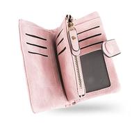 conisy Piccolo Portafoglio Donna in Pelle con blocco RFID, Compatto Portatile Corto Borsellino per Signore con portamonete (Rosa)