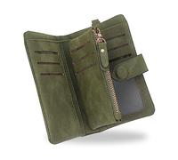 conisy Piccolo Portafoglio Donna in Pelle con blocco RFID, Compatto Portatile Corto Borsellino per Signore con portamonete (verde oliva)