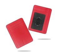 conisy Porta Carte di Credito con Blocco RFID, Sottile Tasca Frontale Portafoglio Donna, Porta Tessere Donna dal Design Minimalista (Rosso)