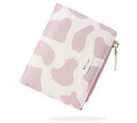 conisy Portafoglio Donna Piccolo, Bifold Carina Portafoglio in formato corto con Bloccaggio RFID e Cerniera Portamonete per Donna e Ragazza (Mucca rosa)