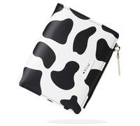 conisy Portafoglio Donna Piccolo, Bifold Carina Portafoglio in formato corto con Bloccaggio RFID e Cerniera Portamonete per Donna e Ragazza (Mucca Nera)