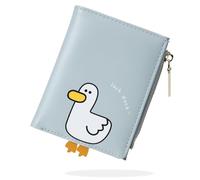 conisy Portafoglio Donna Piccolo, Bifold Carina Portafoglio in formato corto con Bloccaggio RFID e Cerniera Portamonete per Donna e Ragazza (Anatra Blu)