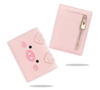 conisy Portafoglio Donna Piccolo, Carina Sottile Portafoglio in formato corto con Bloccaggio RFID e Cerniera Portamonete per Donna e Ragazza (maialino rosa)