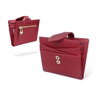 conisy Portafoglio piccolo, blocco RFID, pelle sottile, tasca frontale bifold, portafoglio con cerniera, portamonete per Donna Rosso
