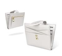 conisy Portafoglio piccolo, blocco RFID, pelle sottile, tasca frontale bifold, portafoglio con cerniera, portamonete per Donna (Argento)