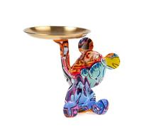 Coniuty, vassoio porta chiavi per scrivania da ufficio, scultura decorativa a forma di orso, statua decorativa per la casa, vassoio portaoggetti per tavolo d'ingresso, motivo Graffiti