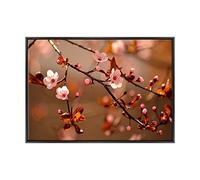 ConKrea Quadro su Tela Canvas INTELAIATO - con Cornice - Albero Ciliegio in Fiore - Giappone Giapponese Sakura - 70x100cm - Stile Moderno Nero- (cod.1782)
