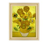 ConKrea QUADRO SU TELA CANVAS INTELAIATO - CON CORNICE - Another vase of sunflowers - Vaso di Girasoli per Van Gogh - 30x40cm - Stile Contemporaneo Legno Naturale - (cod.2699)
