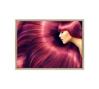 ConKrea QUADRO SU TELA CANVAS INTELAIATO - CON CORNICE - Capelli - Moda Fashion Blog - Parrucchiera - 50x70cm - Stile Moderno Legno Naturale - (cod.3507)
