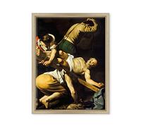ConKrea Quadro su Tela Canvas INTELAIATO - con Cornice - Caravaggio - Michelangelo Merisi - Crocifissione di San Pietro - 1600-30x40cm - Stile Moderno Legno Naturale - (cod.1137)