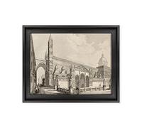 ConKrea QUADRO SU TELA CANVAS INTELAIATO - CON CORNICE - Cattedrale di Palermo - Incisione Antica del 1850 circa - 30x40cm - Stile Contemporaneo Nero - (cod.2800)