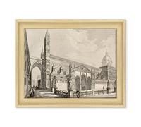 ConKrea QUADRO SU TELA CANVAS INTELAIATO - CON CORNICE - Cattedrale di Palermo - Incisione Antica del 1850 circa - 30x40cm - Stile Contemporaneo Legno Naturale - (cod.2800)