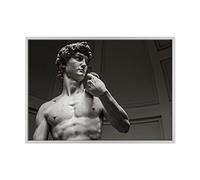 ConKrea Quadro su Tela Canvas INTELAIATO - con Cornice - David Michelangelo - Museo - Firenze - 70x100cm - Stile Moderno Bianco - (cod.1907)