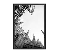 ConKrea Quadro su Tela Canvas INTELAIATO - con Cornice - Duomo di Milano - Italia - Cattedrale - 70x100cm - Stile Contemporaneo Nero - (cod.1370)