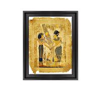 ConKrea QUADRO SU TELA CANVAS INTELAIATO - CON CORNICE - Egitto - Pergamena - Geroglifici - 30x40cm - Stile Contemporaneo Nero - (cod.1310)