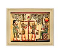 ConKrea QUADRO SU TELA CANVAS INTELAIATO - CON CORNICE - Egitto - Pergamena - Geroglifici - Ramses - 30x40cm - Stile Contemporaneo Legno Naturale - (cod.1443)