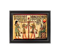 ConKrea QUADRO SU TELA CANVAS INTELAIATO - CON CORNICE - Egitto - Pergamena - Geroglifici - Ramses - 30x40cm - Stile Contemporaneo Nero - (cod.1443)