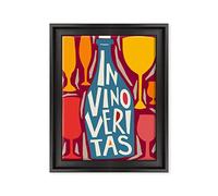 ConKrea Quadro su Tela Canvas INTELAIATO - con Cornice - in Vino Veritas - Enoteca Vino - Illustrazione Cubista - 30x40cm - Stile Contemporaneo Nero - (cod.3037)