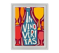 ConKrea Quadro su Tela Canvas INTELAIATO - con Cornice - in Vino Veritas - Enoteca Vino - Illustrazione Cubista - 30x40cm - Stile Contemporaneo Bianco - (cod.3037)
