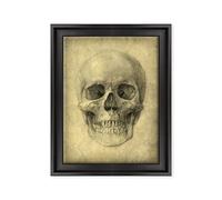 ConKrea Quadro su Tela Canvas INTELAIATO - con Cornice - Leonardo da Vinci - Studio Anatomia Teschio - Chirurgia - 30x40cm - Stile Contemporaneo Nero - (cod.1462)
