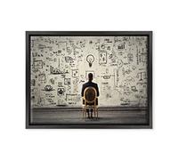 ConKrea Quadro su Tela Canvas INTELAIATO - con Cornice - Motivazionale - Idee Idea Psicologia - Marketing - 30x40cm - Stile Moderno Nero - (cod.2242)