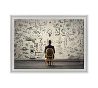 ConKrea Quadro su Tela Canvas INTELAIATO - con Cornice - Motivazionale - Idee Idea Psicologia - Marketing - 50x70cm - Stile Contemporaneo Bianco - (cod.2242)
