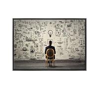 ConKrea Quadro su Tela Canvas INTELAIATO - con Cornice - Motivazionale - Idee Idea Psicologia - Marketing - 70x100cm - Stile Moderno Nero- (cod.2242)