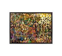 ConKrea QUADRO SU TELA CANVAS INTELAIATO - CON CORNICE - Street Art - Graffiti - Scritte sui Muri - 50x70cm - Stile Moderno Nero - (cod.1328)