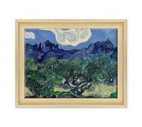 ConKrea QUADRO SU TELA CANVAS INTELAIATO - CON CORNICE - The Olive trees - Alberi Ulivi per Van Gogh - 30x40cm - Stile Contemporaneo Legno Naturale - (cod.2682)