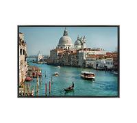 ConKrea QUADRO SU TELA CANVAS INTELAIATO - CON CORNICE - Venezia - Canal Grande - Piazza san Marco - 70x100cm - Stile Moderno Nero- (cod.2740)
