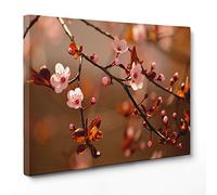 ConKrea Quadro su Tela Canvas - INTELAIATO - Pronto da Appendere - Albero Ciliegio in Fiore - Giappone Giapponese Sakura - 70x100cm - Senza Cornice - (cod.1782)