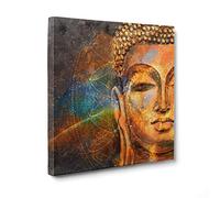 ConKrea Quadro su Tela Canvas - INTELAIATO - Pronto da Appendere - Buddha Gautama - Yoga Meditazione India - Design - 50x50cm - Senza Cornice - (cod.6510)