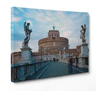 ConKrea QUADRO SU TELA CANVAS - INTELAIATO - PRONTO DA APPENDERE - Castel Sant'Angelo Vaticano Roma - 50x70cm - Senza Cornice - (cod.3299)