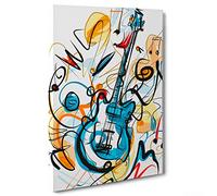 ConKrea Quadro su Tela Canvas - INTELAIATO - Pronto da Appendere - Chitarra Musica - Illustrazione - Disegno Astratto Digitale - 30x40cm - Senza Cornice - (cod.3085)
